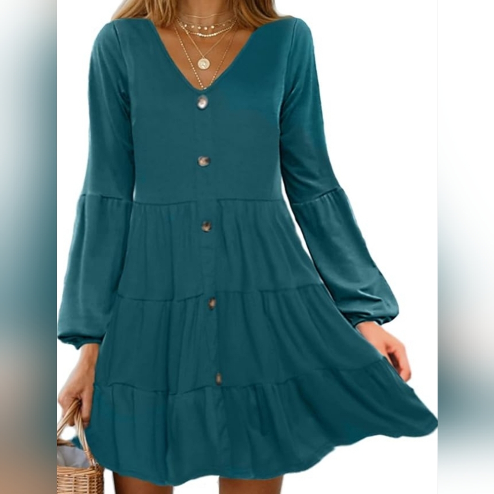 NWOT peacock blue tiered dress